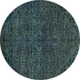 thumbnail image 1 of Ahgly Company Machine Washable Indoor Round Abstract Turquoise Blue Modern Area Rugs, 6' Round, 1 of 4