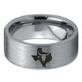 thumbnail image 2 of Tungsten Texas The Lone Star State Longhorn Band Ring 8mm Men Women Comfort Fit Gray Flat Cut Brushed Polished, 2 of 4