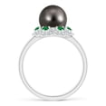 thumbnail image 2 of Angara Tahitian Cultured Pearl Floral Ring with Emeralds in 14K White Gold for Women | June Birthstone Jewelry for Her, 2 of 8