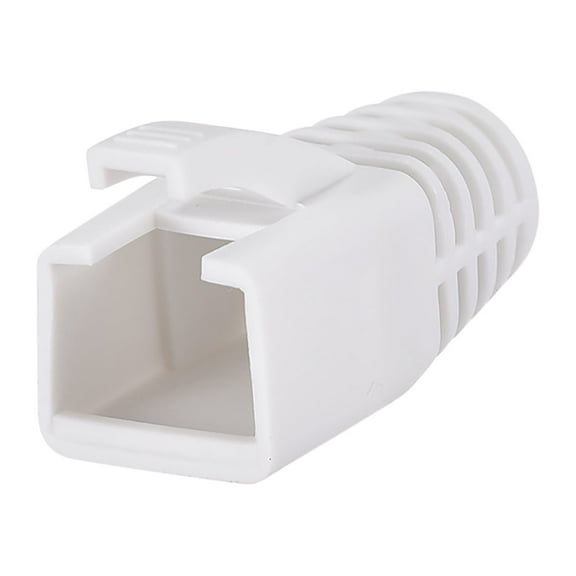 White 7mm Hole Dia RJ45 Boots Cover Anti Dust Plastic Protector for Network Cable CAT6 CAT7 50Pcs