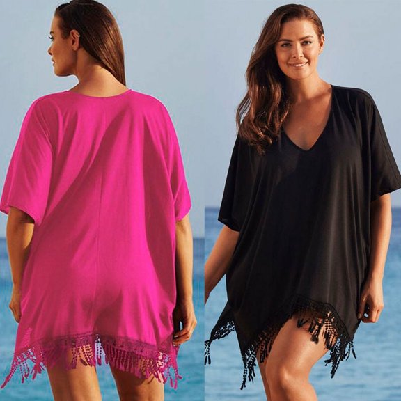 Plus Size Womens Sexy Bathing Suit Crochet Bikini Swimwear Cover Up Beach Dress