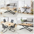 thumbnail image 6 of Modern minimalist multifunctional lift table with 0.8 inch thick MDF desktop and black metal legs, can be used as a dressing table, coffee table, dining table, and office table.Walnut textured desktop, 6 of 27