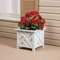 thumbnail image 4 of ZOPan Set of 2 Chippendale Planter Boxes, White – Outdoor Flower Holder for Garden, Patio and Lawn – 14 ¾” sq. x 13 ¼ H Overall, 4 of 10