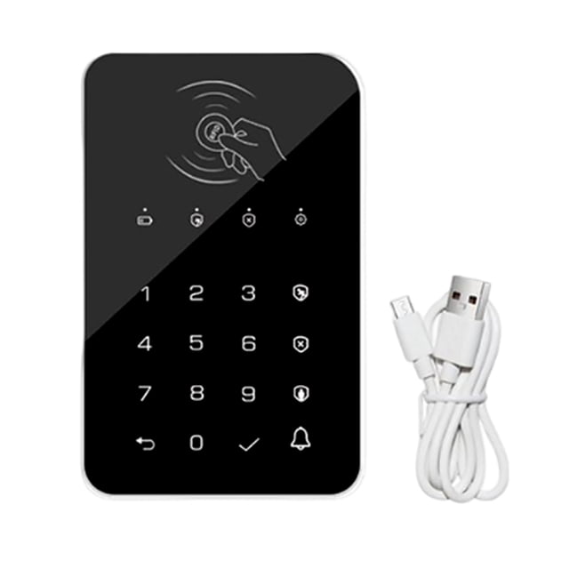 sweethay Teclado táctil inalámbrico con enchufe de EE. UU. 433 Timbre Detección de seguridad Alarma Tienda Montado en la puerta Tarjeta RFID Cerraduras de hardware