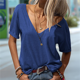 thumbnail image 2 of Tops de Corta con Cuello en V Azul XL, 2 of 4