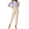 thumbnail image 2 of Allegra K Women's Work Elegant 3/4 Sleeve Contrast Color Tie Neck Button Up Shirt, 2 of 6