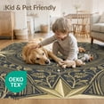 thumbnail image 4 of ODIKA 3'x5' Washable Accent Rug Pet Friendly, Non-Shedding Mat Folk Vine Border Distressed Farmhouse Lettering Primitive Vintage Refined for Bedside, Nursery Room, 4 of 7