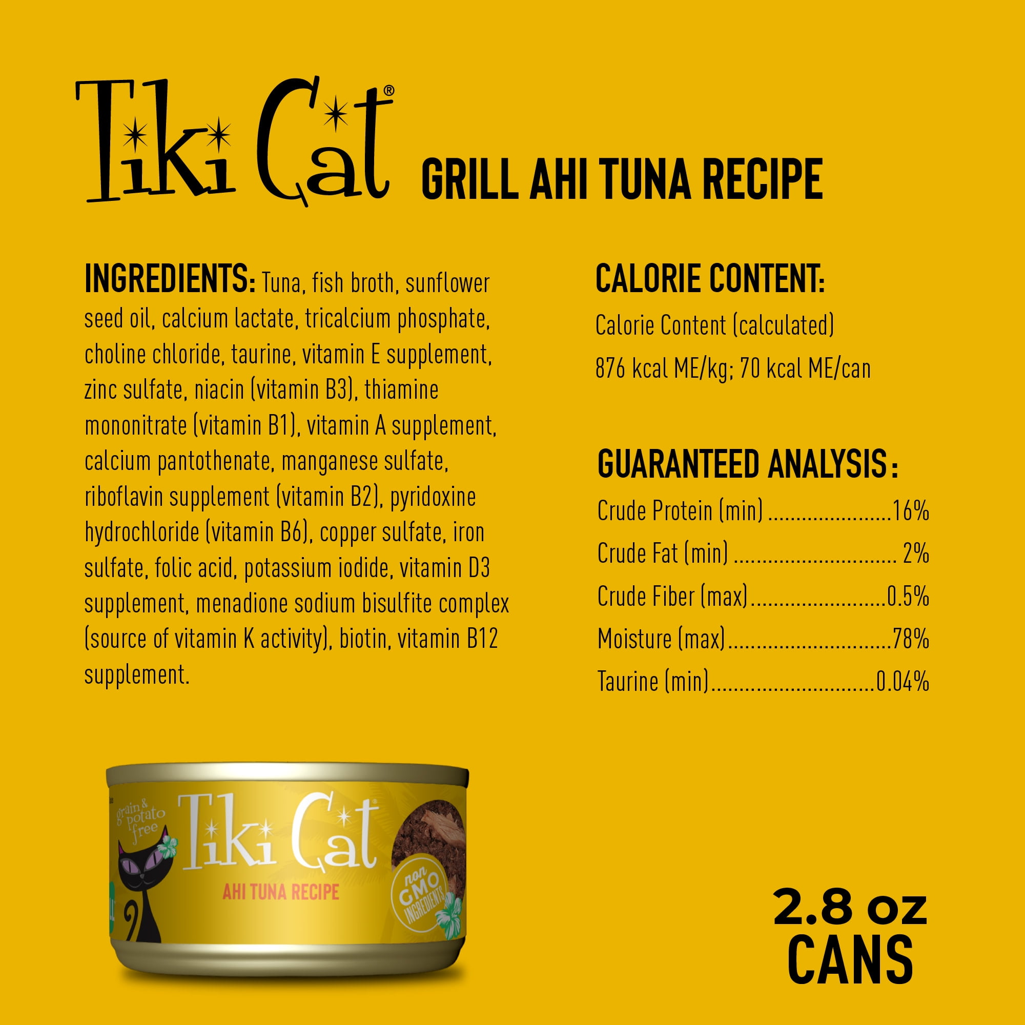 (12 pack) Tiki Cat Grill Wet Cat Food, Ahi Tuna, 2.8 oz. Can