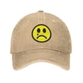 thumbnail image 1 of DouZhe Adjustable Washed Cotton Baseball Cap - Sad Face Prints Vintage Dad Hat Unisex Sports Caps (Yellow), 1 of 6