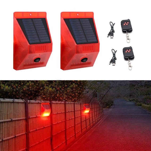 Alarma solar Luces estroboscópicas Sensor de movimiento Lámparas de seguridad Cola Luz de alarma de sonido