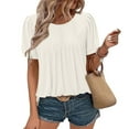 thumbnail image 2 of Suéter de maternidad,Camiseta de manga corta para mujer, top informal con cuello en V, blusa de poliéster con cuello redondo, ligera, suave y cómoda, para usar en casa, sopatenor, 2 of 9