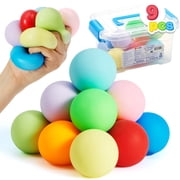 Joyfy 9 Pack Slow Rising Stress Balls Mini Sensory Fidget Toys for Adults & Kids, 1.57" Colorful Squeeze Balls for Stress Relief, Party Favors, Classroom Prizes & Office Relaxation
