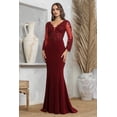 thumbnail image 4 of Women's Adora Design 3233 Long Sleeve Lace Applique Fitted Bodycon Formal Gown Emerald Green Size XL, 4 of 5