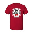 thumbnail image 2 of Wild Bobby, Catch Up with Jesus Funny Ketchup Bottle, Inspirational/Christian, Men's Graphic Tees, Red, Medium, 2 of 3
