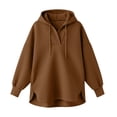 thumbnail image 4 of Smsaxvxz Women's Hooded Sweatshirts 2026 Fall Fashion Long Sleeve Pullover Tops Loose Fit Winter Clothes Brown M, 4 of 6