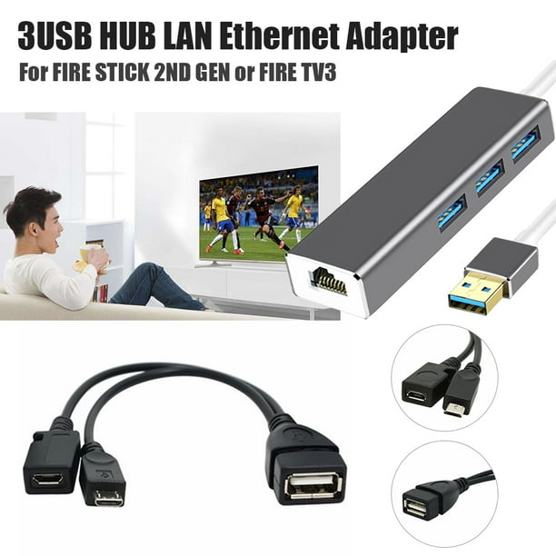 Buffering RJ45 LAN Ethernet USB Adapter Cable For  Fire TV 3 Stick 4K  Gen2