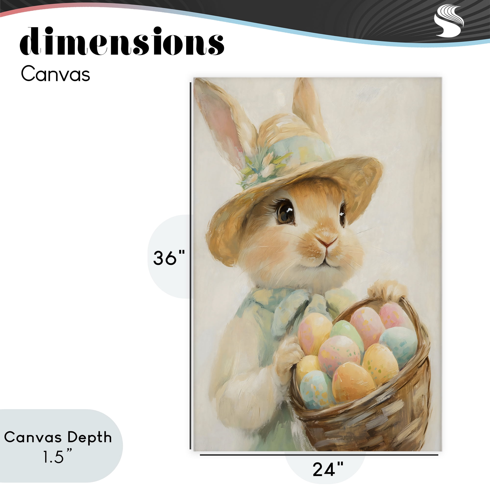 Stupell Industries Easter Egg Basket Rabbit Canvas Wall Art, design by The Prints Vibe