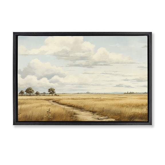 Stupell Industries Contemporary Path Through Vast Grassland Black Floating Frame Canvas Art, 25 x 17, by Creative Studio