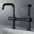 thumbnail image 2 of VIGO Cass Single-Handle High-Arc Widespread Bridge Kitchen Faucet with Pull-Out Side Sprayer in Matte Black-VG02050MB, 2 of 17