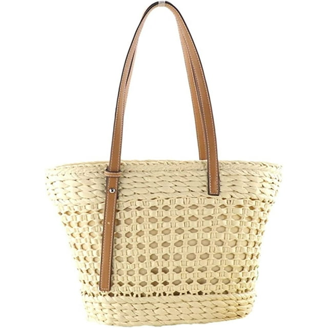 LHSHID Women Summer Beach Tote Bags Large Straw Bag Handwoven Rattan Shoulder Top-Handle Handbag