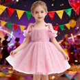 thumbnail image 2 of MEZZALL Kids Dresses Elegant Girls Dress With Bow Tie Sash Delicate Spaghetti Strap Party Gown Toddler Performance Attire Cozy Christmas Square Collar Sundress, 2 of 5
