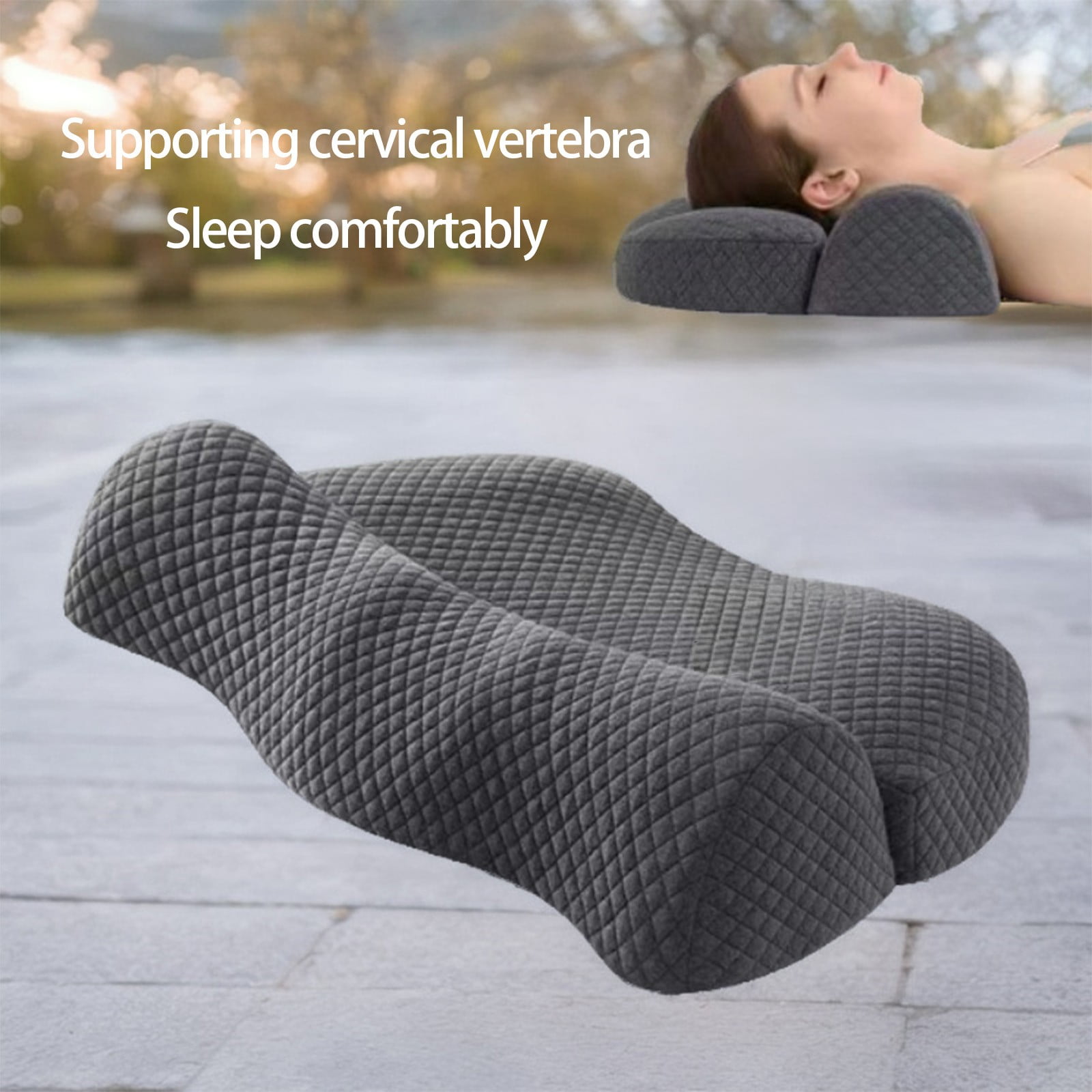 TTJ Ergonomic Cylindrical Cervical Foam Neck Pillow Memory Foam Bolster For Neck And Back Pain Relief Contour Support Breathable Removable Cover Washable Home Travel Pillow