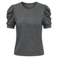 thumbnail image 5 of Wang6 Puff Sleeves Tshirts for Womens Summer Short Sleeve Solid Tops Causal Loose Fit Crew Neck Tees 0522liGY1 M, 5 of 5