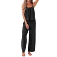 thumbnail image 2 of INSPIRE CHIC Women's Pajama Set Pleated Cami Top and Pants Knit Stretchy Soft Summer 2026 Lounge Sets with Pockets M Black, 2 of 5
