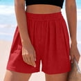thumbnail image 2 of Oksale Summer Shorts for Women Casual Comfy Knit Shorts with Pockets Stretch Waisted Summer Clothes 2026 Red S, 2 of 7