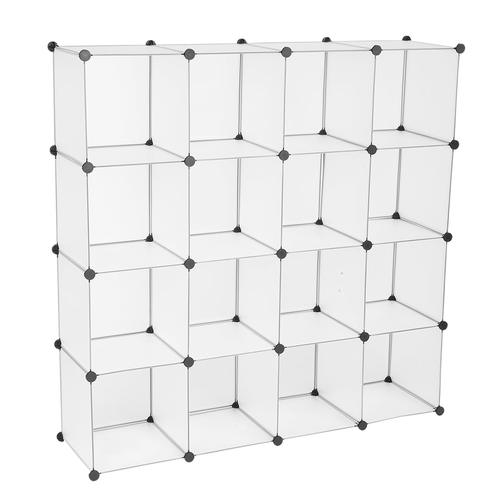 Lowestbest Cube Storage Organizer, Cube Storage Shelves, Book Shelf 16 Cube Storage Unit for Clothes, Plastic Cube Storage Shelves for Bedroom Living Room Office, White Lowestbest Cube Storage Organizer, Cube Storage Shelves, Book Shelf 16 Cube Storage Unit for Clothes, Plastic Cube Storage Shelves for Bedroom Living Room Office, White