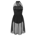 thumbnail image 4 of Doomiva Women Modern Contemporary Dance Dress Lyrical Leotard Costume Chiffon Flowy Dress Black M, 4 of 7