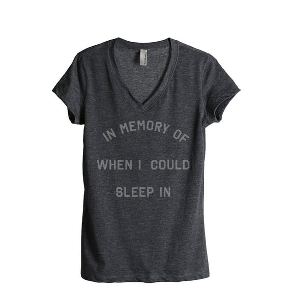 Thread Tank In Memory Of When I Could Sleep In Women's Fashion Relaxed V-Neck T-Shirt Tee Charcoal Small