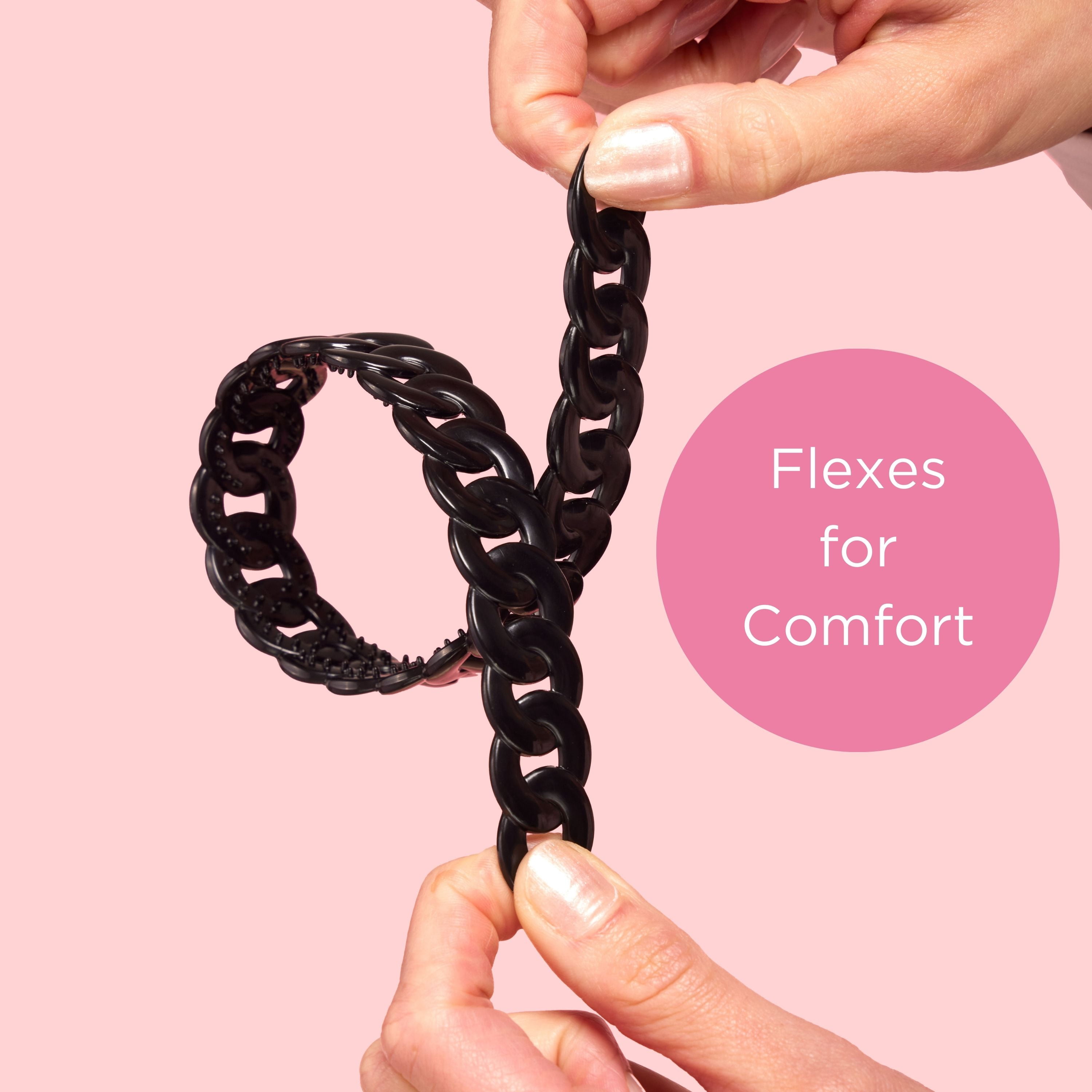 Goody ComfortFlex Flexible Headbands, Black & Beige, All Day Comfort, No-Slip Grip, 2 Pack