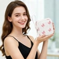 thumbnail image 4 of Small Makeup Bag | Discreet Period Bag Pad Pouch for Purse| Sanitary Napkin Storage & Tampon Holder for Travel(Bow pink), 4 of 6