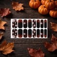 thumbnail image 3 of 16PCS Medium Halloween Luminous Press On Nails, Glow in The Dark Fake Nails with Skull Spider Web Ghost Pumpkin Prints, Glossy Spooky Reusable Artificial False Nail Tips for Women Halloween Party, 3 of 7