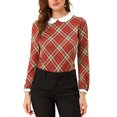thumbnail image 1 of INSPIRE CHIC Women's  Peter Pan Collar Contrast Long Sleeve Plaid Shirt, 1 of 6