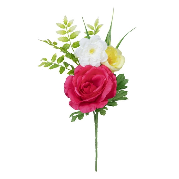 12" Artificial Silk Pink Rose Mixed Spring Pick, for Indoor Use, by Mainstays