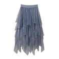 thumbnail image 2 of Womens Skirts Star Sequin Mesh Solid Color Layered Elastic Waist A Line Tulle Tutu Sparkly Streetwear, 2 of 3