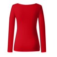thumbnail image 4 of Moda mujer Slim Casual cuello cuadrado manga larga sólido camiseta blusa Tops Fridja  ghj987+5086, 4 of 5
