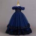 thumbnail image 5 of HJYCHN Girls' Dresses off Shoulder Long Layered Tutu Gown with Ruffled Neckline for Toddler Dress 13-14 Years, 5 of 9