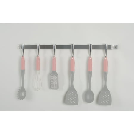 Utensil Wall - Concept Housewares, Brushed Stainless Steel Utensil Kitchen Wall Rack, Large 33 x 1.5