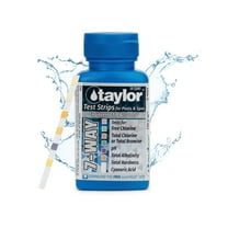 Taylor S-1403, Pool and Spa Test Strips for Free/Total Chlorine, Bromine, pH, Total Alkalinity, Total Hardness & Cyanuric Acid, 50 Test Strips, sureTREAT App | Made in The USA