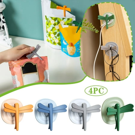 

Carmenl Hole Hook Multi Function Hook Creative Sealing Seal Clip Refrigerator Stickers Suction Stick Hook Dragonflys Hook Household hooks