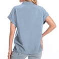 thumbnail image 7 of Women's Fashion 2024 Comfy Casual Shirts Vintage Summer Clothes for Teen Girls V Neck Blouse Y2K Tops Dressy Casual Solid Color Short Sleeve Tunic Tops Loose Fit Flowy Light Blue T Shirts XXL, 7 of 7