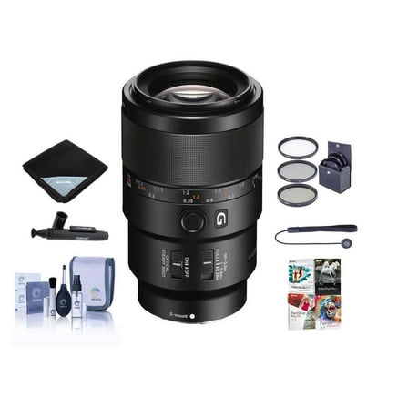 Sony FE 90mm f/2.8 Macro G OSS Lens - Bundle with 62mm Filter Kit, Lens Wrap,  Lens Cleaner, Cleaning Kit, Lens Cap Leash - PC Software Package