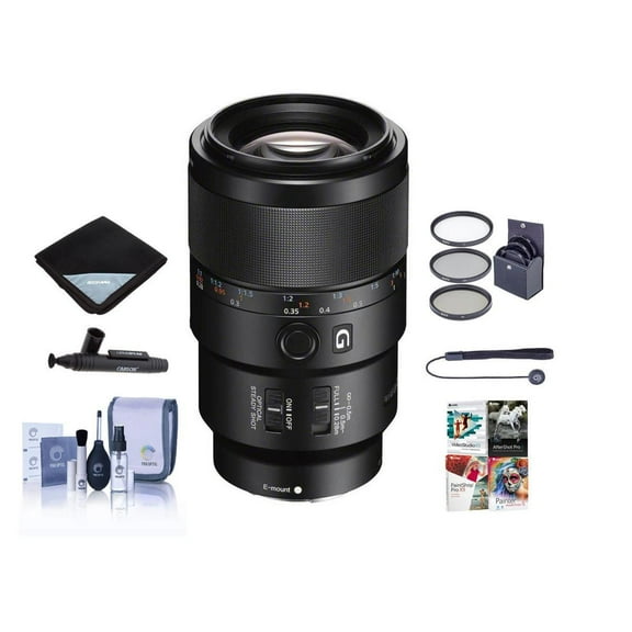 Sony FE 90mm f/2.8 Macro G OSS Lens - Bundle with 62mm Filter Kit, Lens Wrap,  Lens Cleaner, Cleaning Kit, Lens Cap Leash - PC Software Package