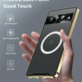 thumbnail image 6 of Dteck Magnetic Case for Google Pixle 7 Pro with Camera Lens Protector, Ultra Slim Frosted PC Back Metal Frame Bumper Military Grade Protection Case with Buckle for Google Pixel 7 Pro, Gold, 6 of 7