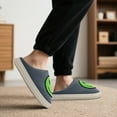 thumbnail image 4 of Smile Face Slippers for Women and Men Retro Comfy PU Leather Slip-On House Shoes with Memory Foam Warm Soft Flat Slides for Indoor & Outdoor, 4 of 5