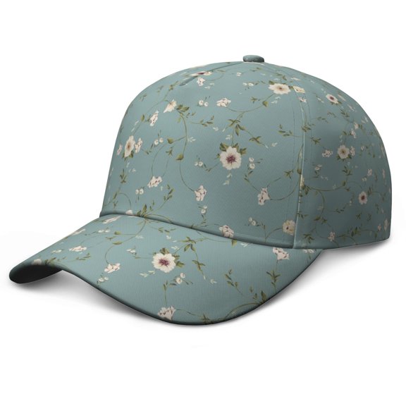 Rustic Farmhouse Bloom Baseball Cap – Vintage Floral Dad Hat with Botanical Garden and Watercolor Artistic Pattern, Adjustable Snapback