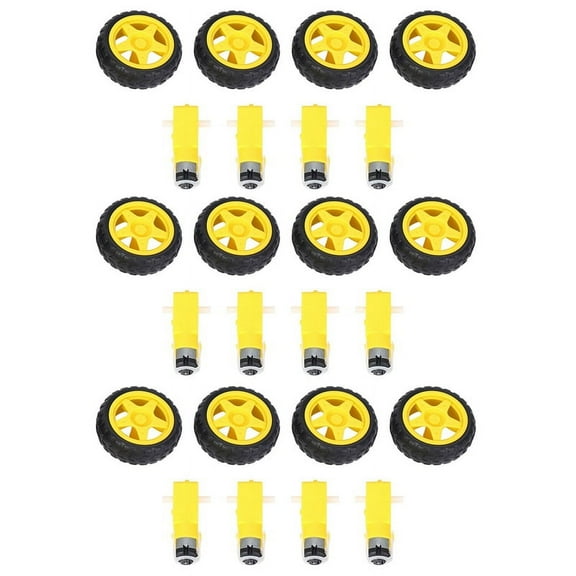 12 Pcs for Smart Car Robot Plastic Tire Wheel with DC 3-6V Gear Motor